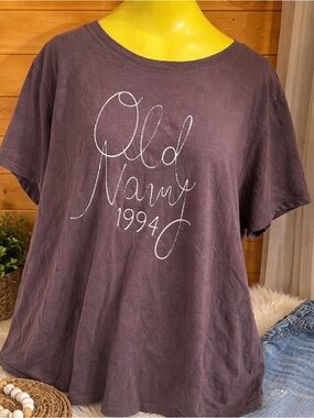 Old Navy XXL Graphic Tee High Low Hem Loose Fit Brown Casual Shirt